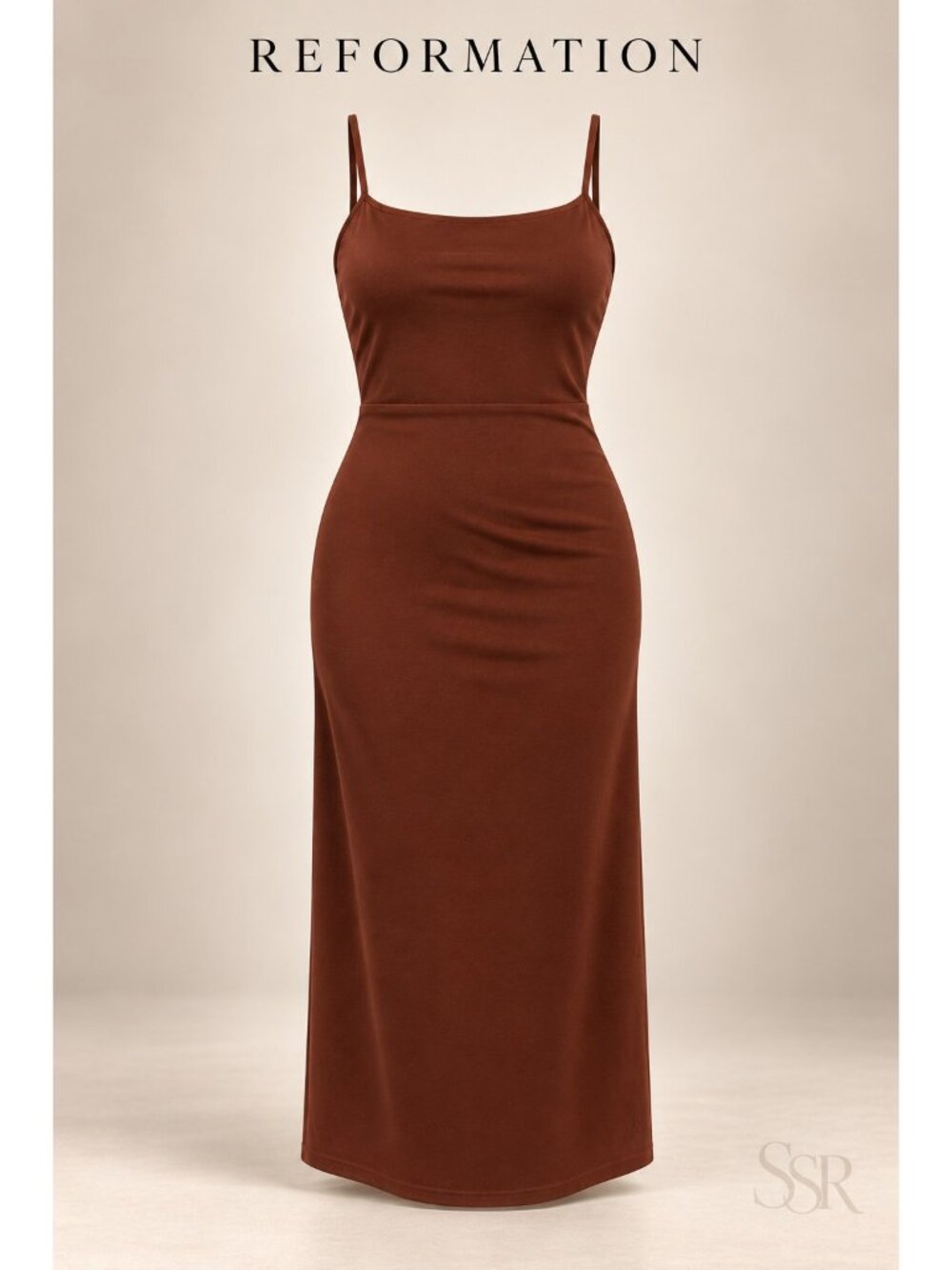 Reformation Hex Knit Midi Slip Dress Chestnut Brown Size XL NWT Tencel Minimalis
